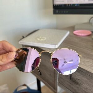 Purple Round Flat Lens Ray Bans